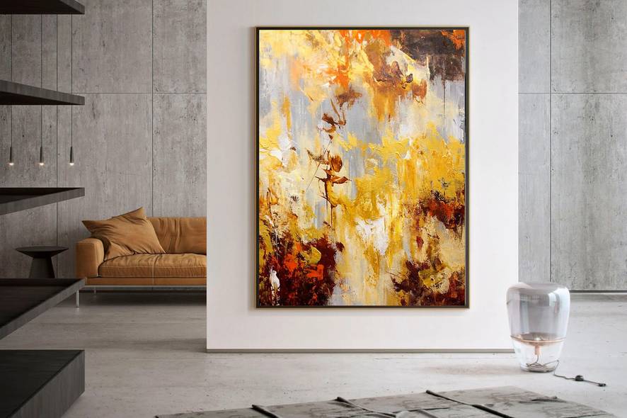 Modern Hand-painted Days Dining Grey Abstract Canvas Artwork 0D5Y8